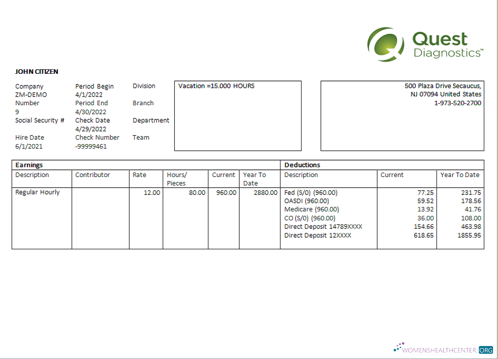 Download USA diagnostic company employee sheet Photoshop template